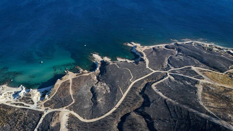 Çeşme'de yanan orman alanı havadan görüntülendi - Resim: 7